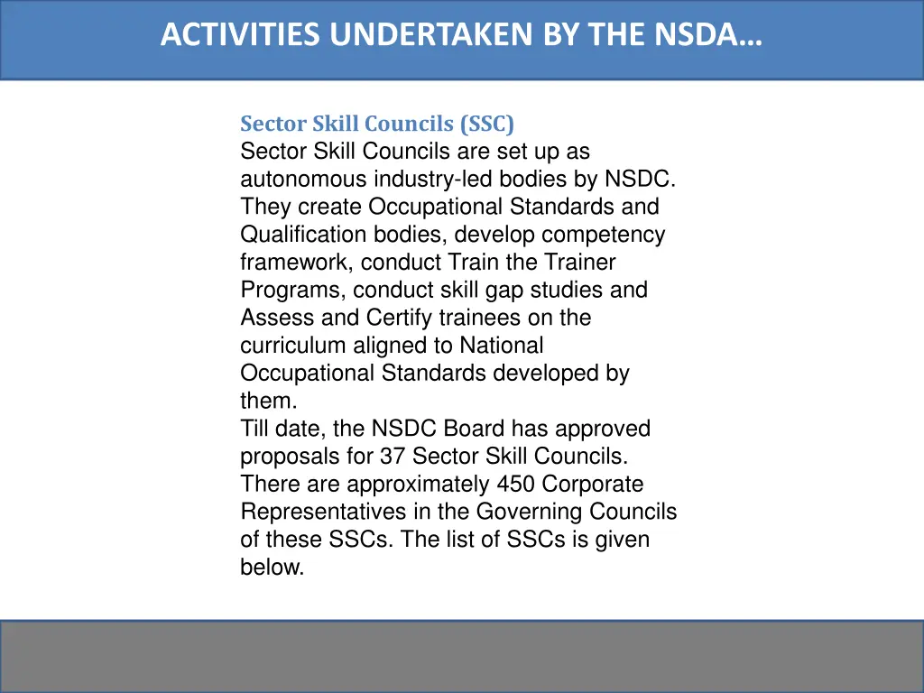 activities undertaken by the nsda 6