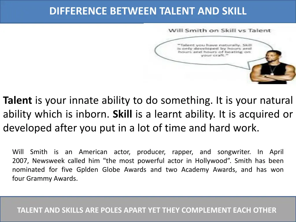 difference between talent and skill