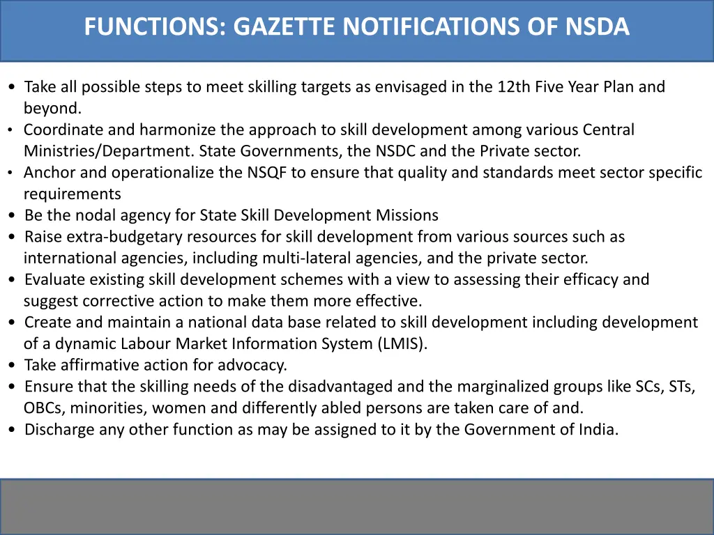 functions gazette notifications of nsda