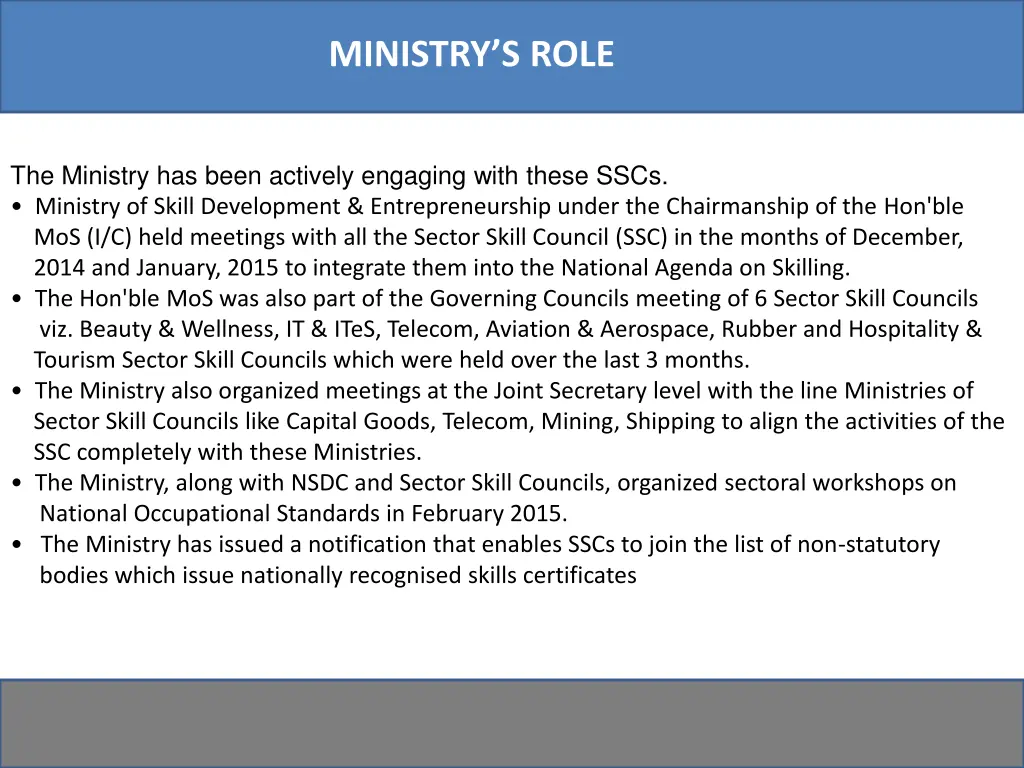 ministry s role