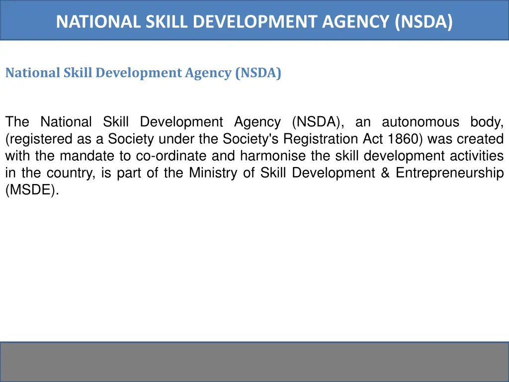 national skill development agency nsda