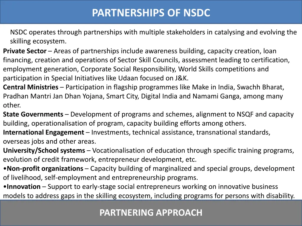 partnerships of nsdc