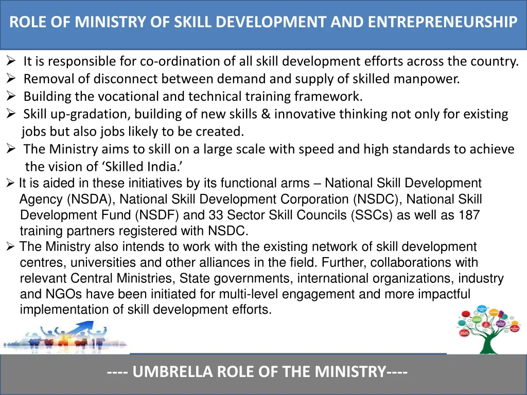 role of ministry of skill development