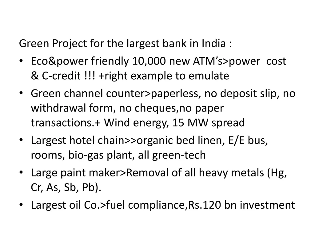 green project for the largest bank in india