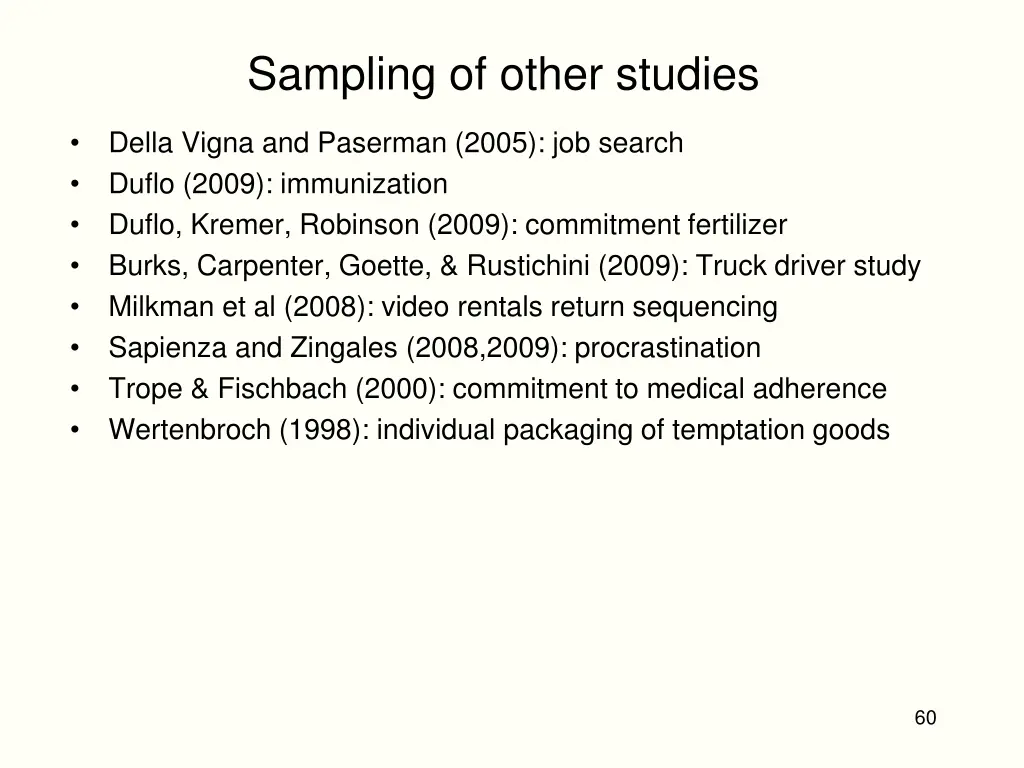 sampling of other studies