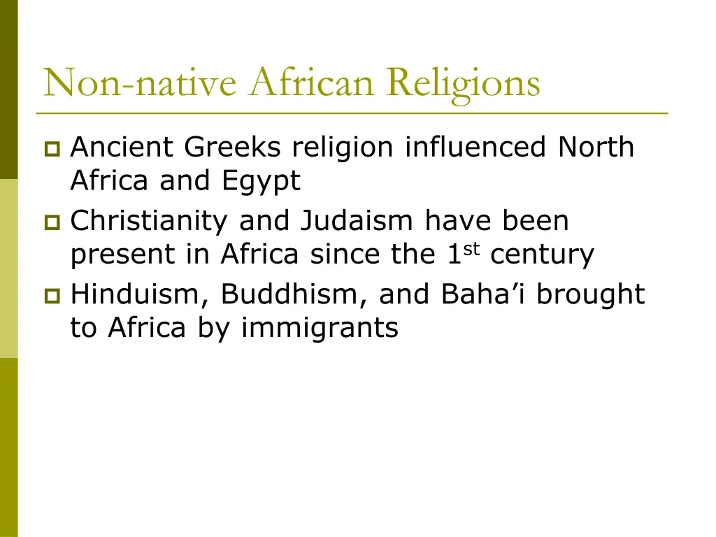 non native african religions