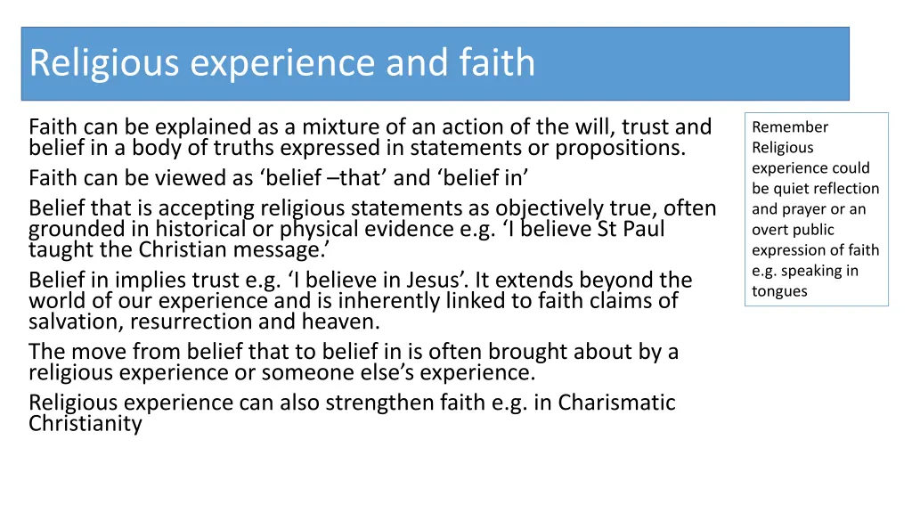 religious experience and faith