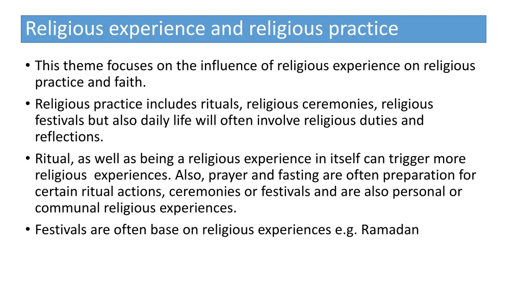 religious experience and religious practice