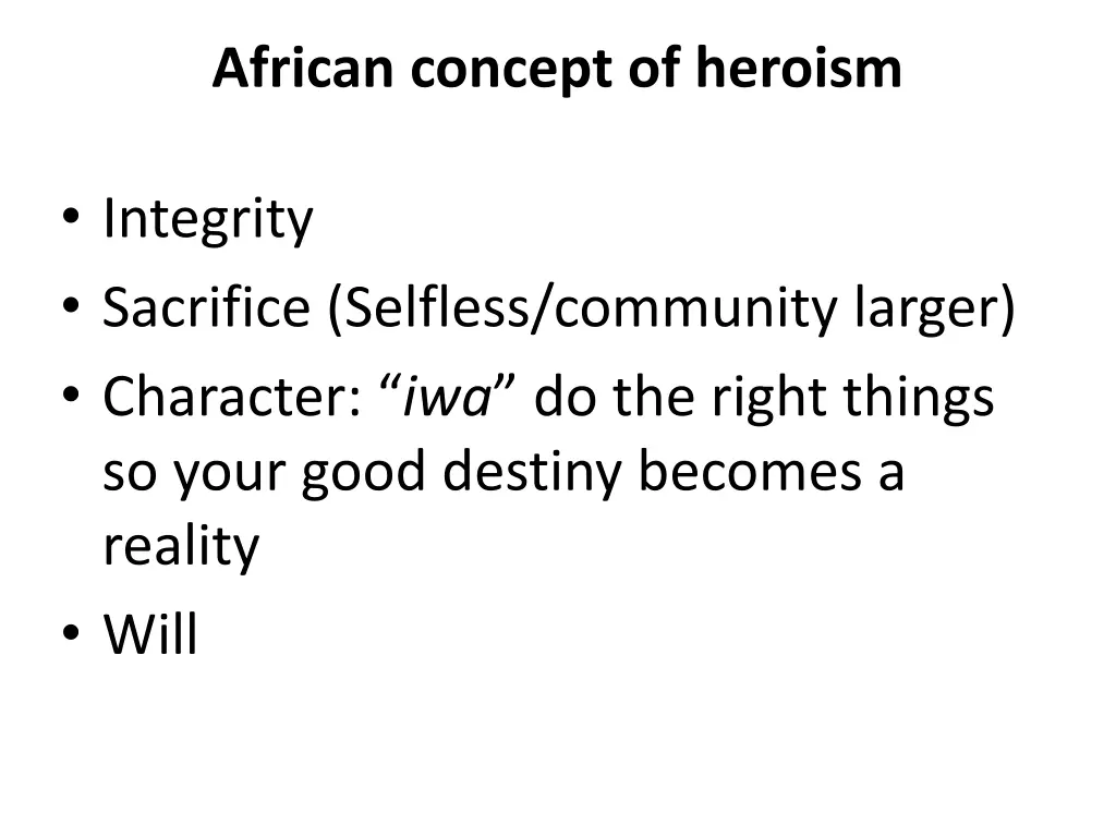 african concept of heroism