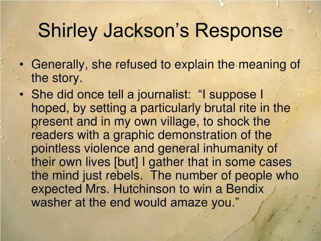 shirley jackson s response