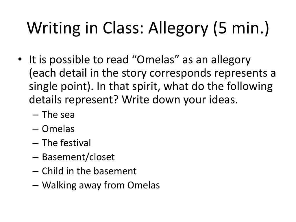 writing in class allegory 5 min