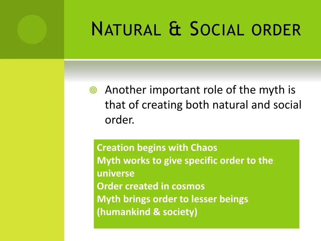 n atural s ocial order