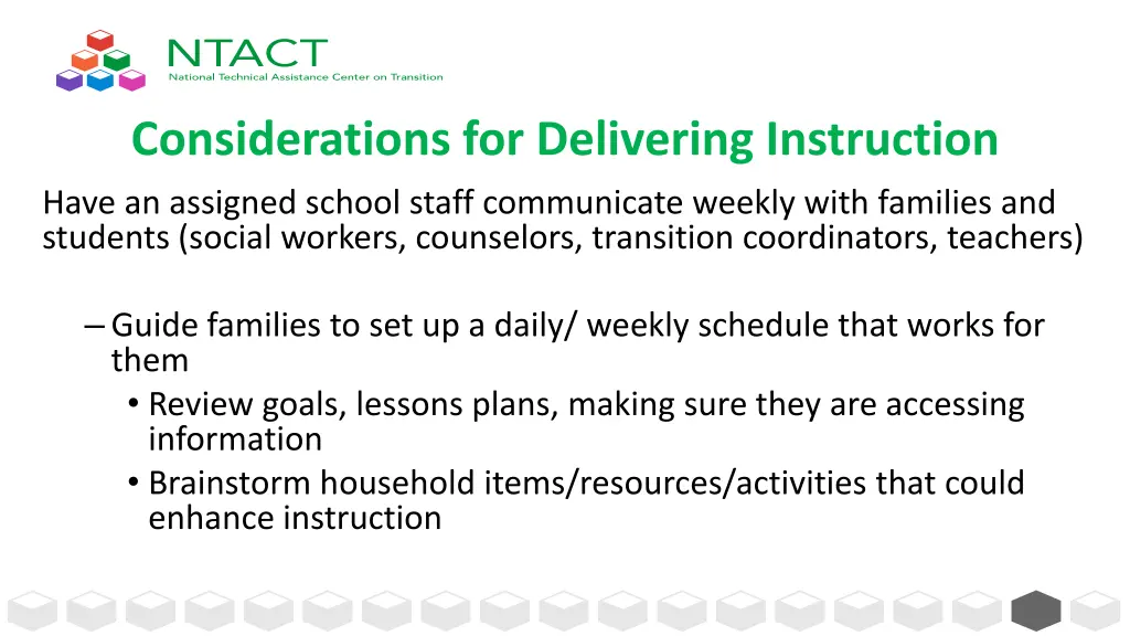 considerations for delivering instruction