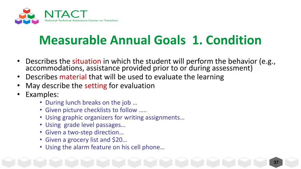 measurable annual goals 1 condition