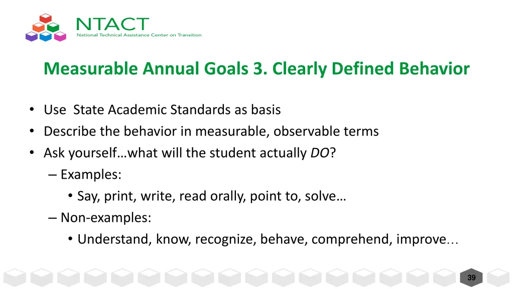 measurable annual goals 3 clearly defined behavior