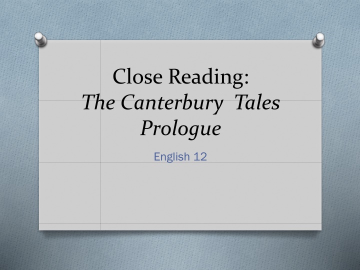 close reading the canterbury tales prologue