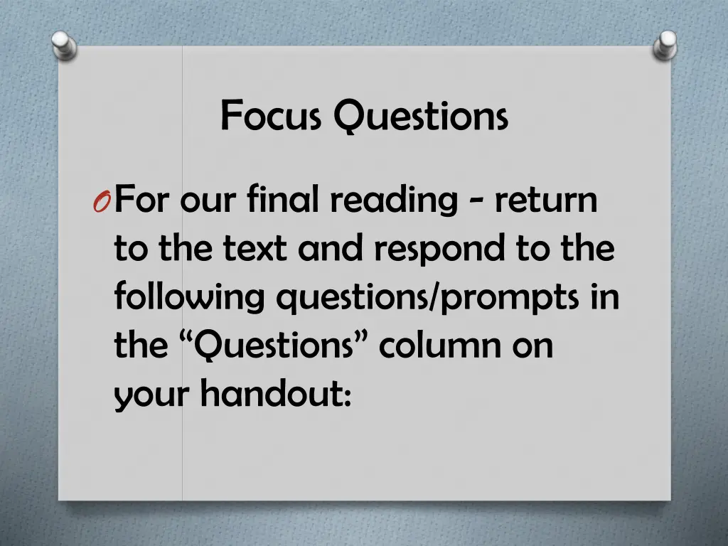 focus questions