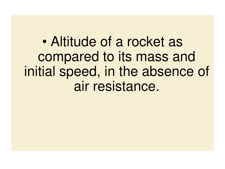 altitude of a rocket as compared to its mass