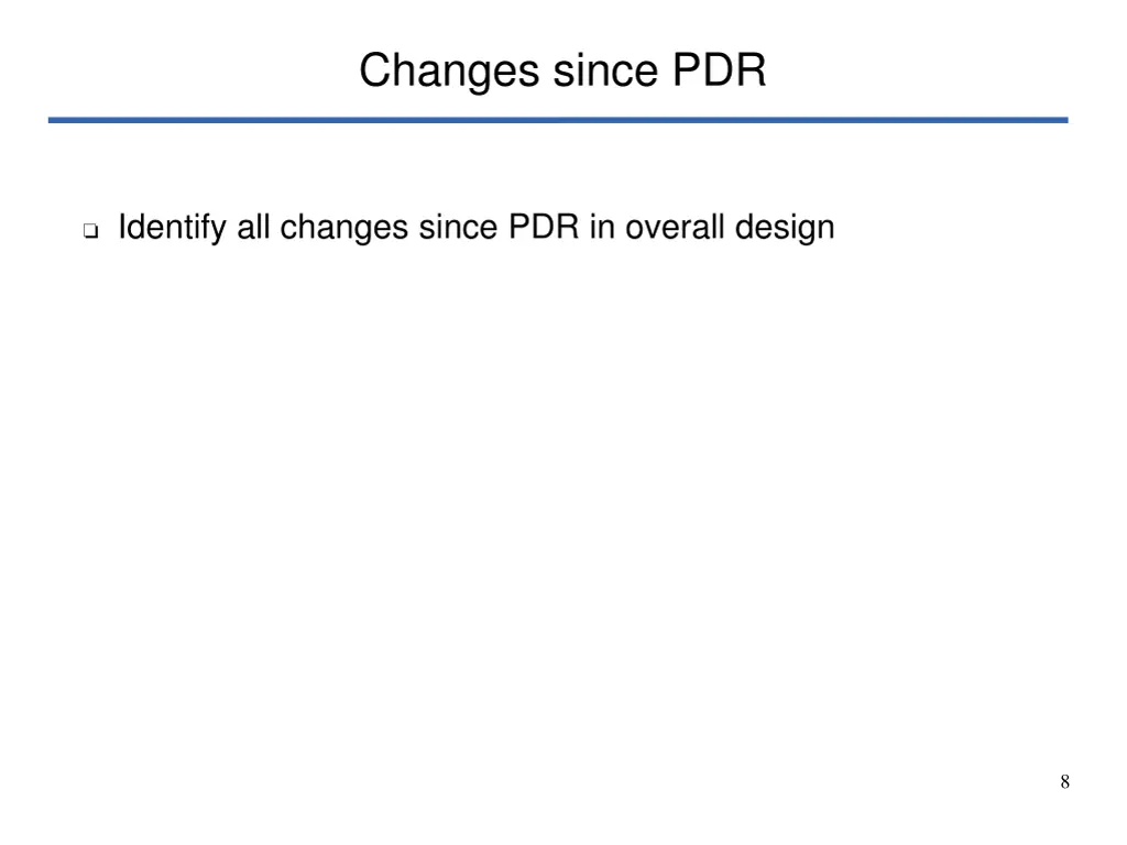 changes since pdr