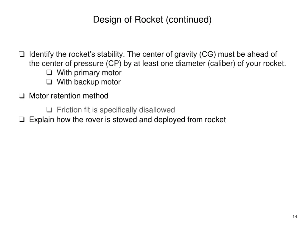 design of rocket continued