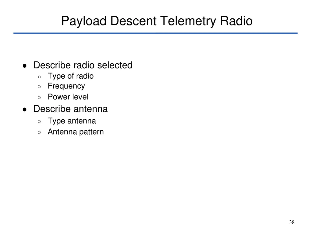 payload descent telemetry radio