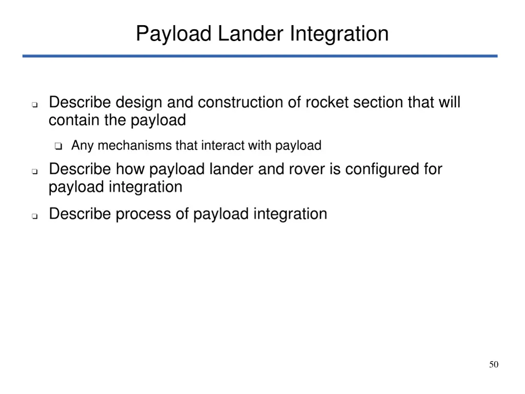 payload lander integration