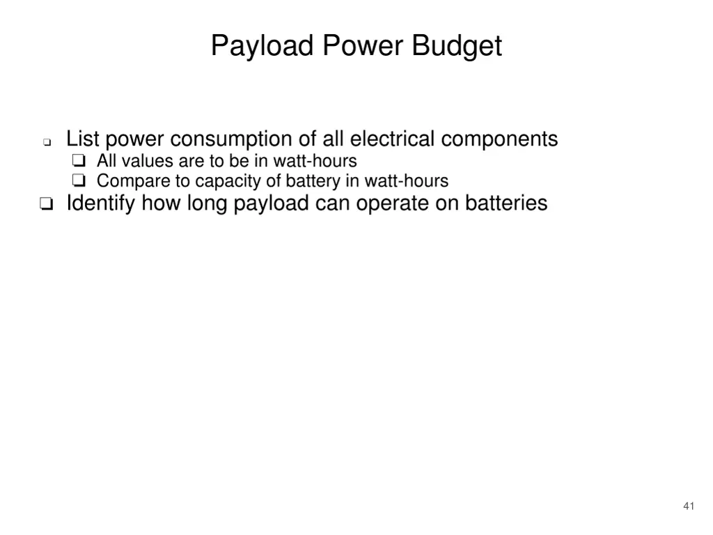 payload power budget