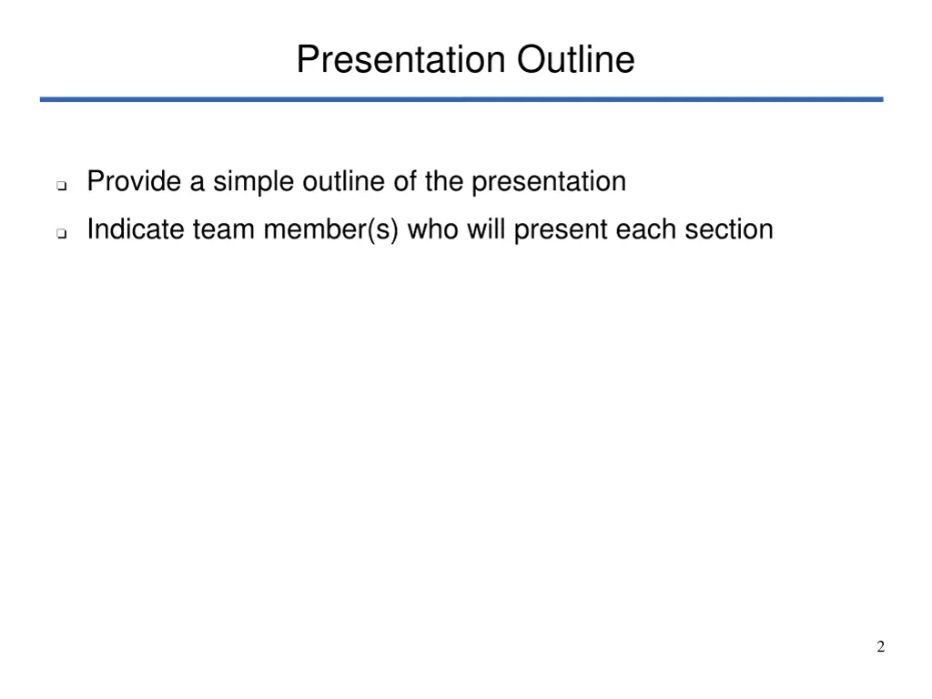 presentation outline