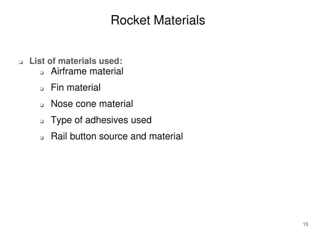 rocket materials