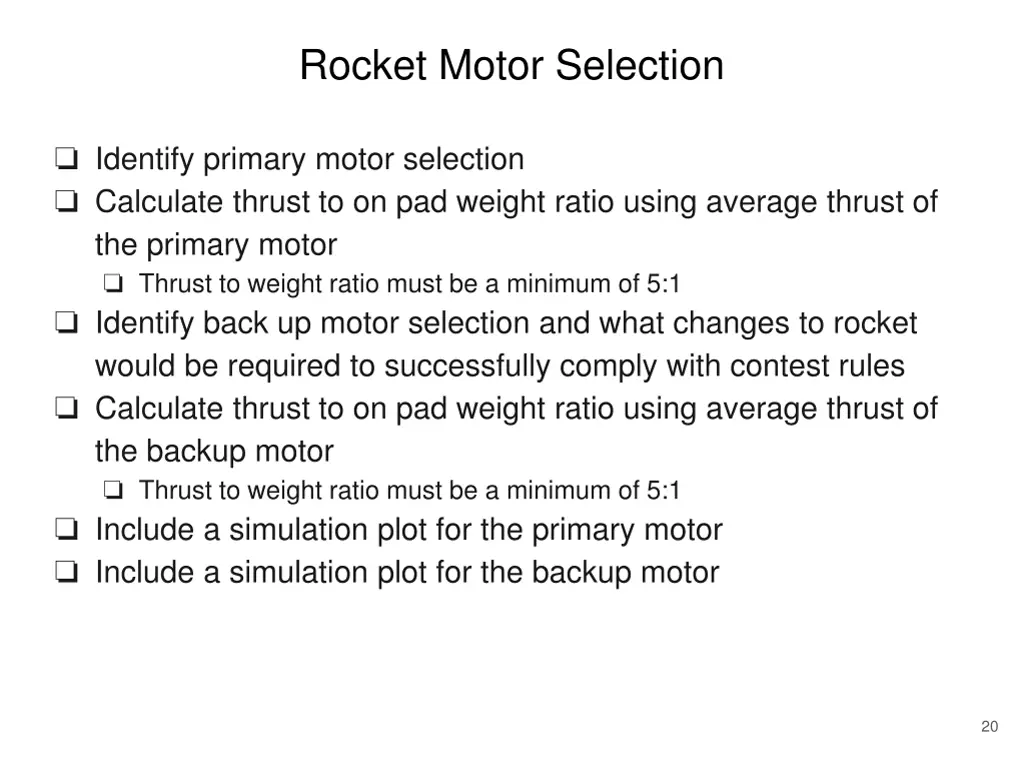 rocket motor selection