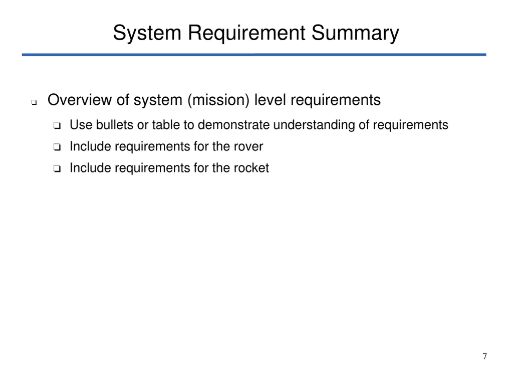 system requirement summary