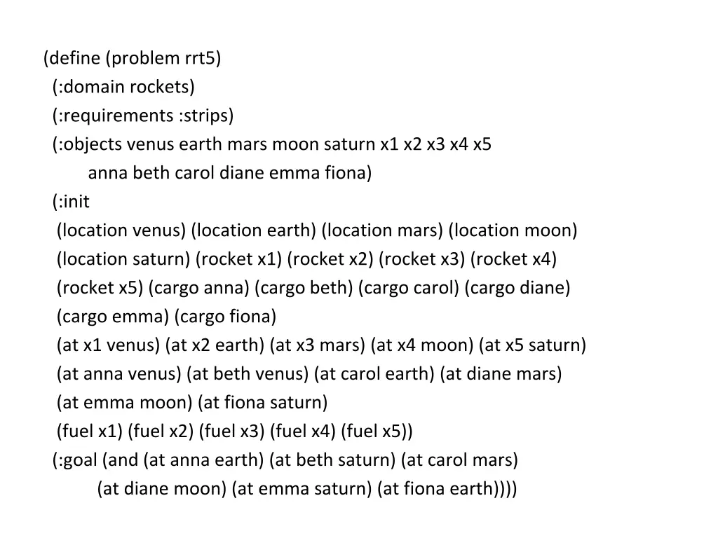 define problem rrt5 domain rockets requirements