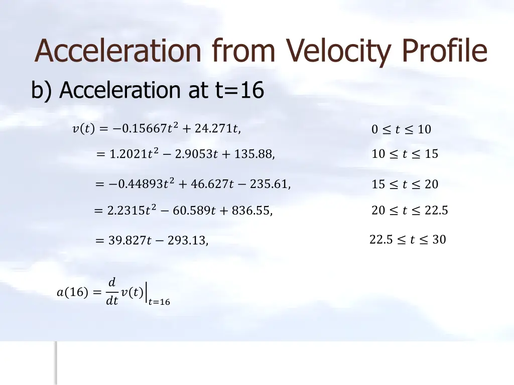 acceleration from velocity profile b acceleration