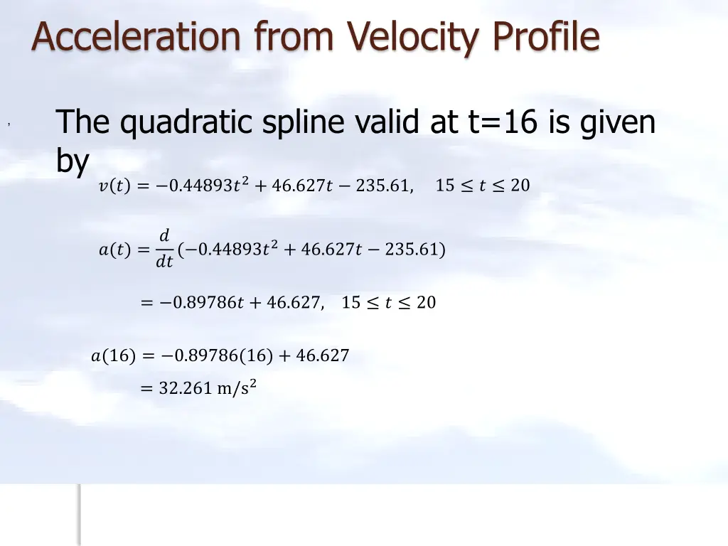 acceleration from velocity profile