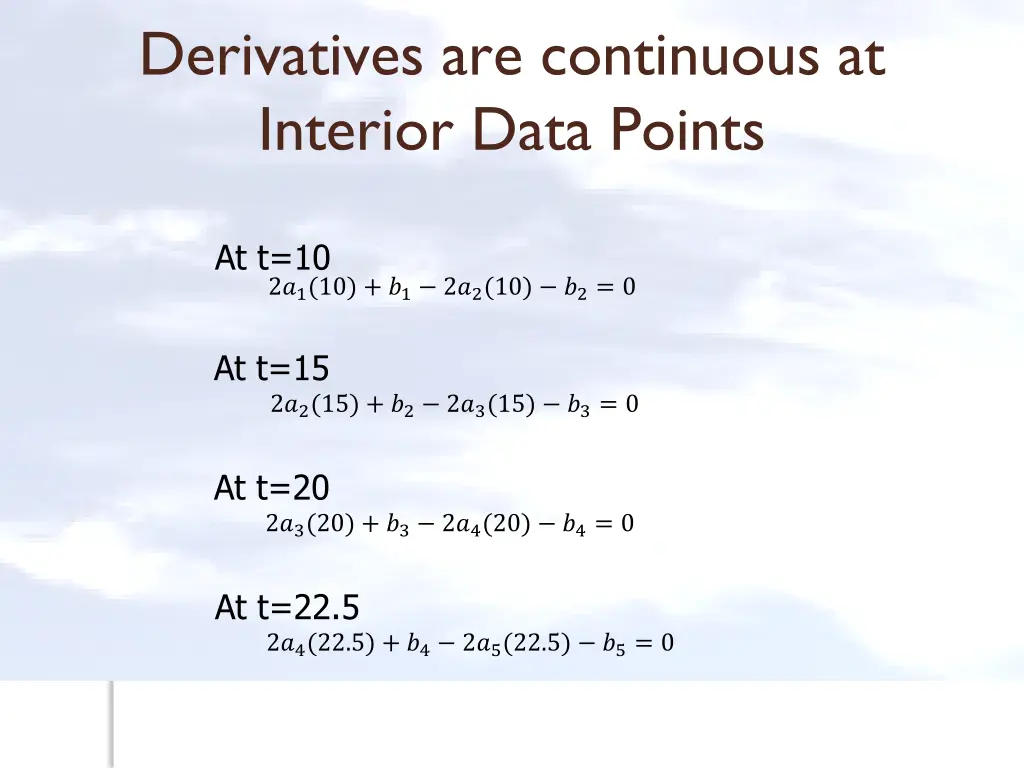 derivatives are continuous at interior data points 1