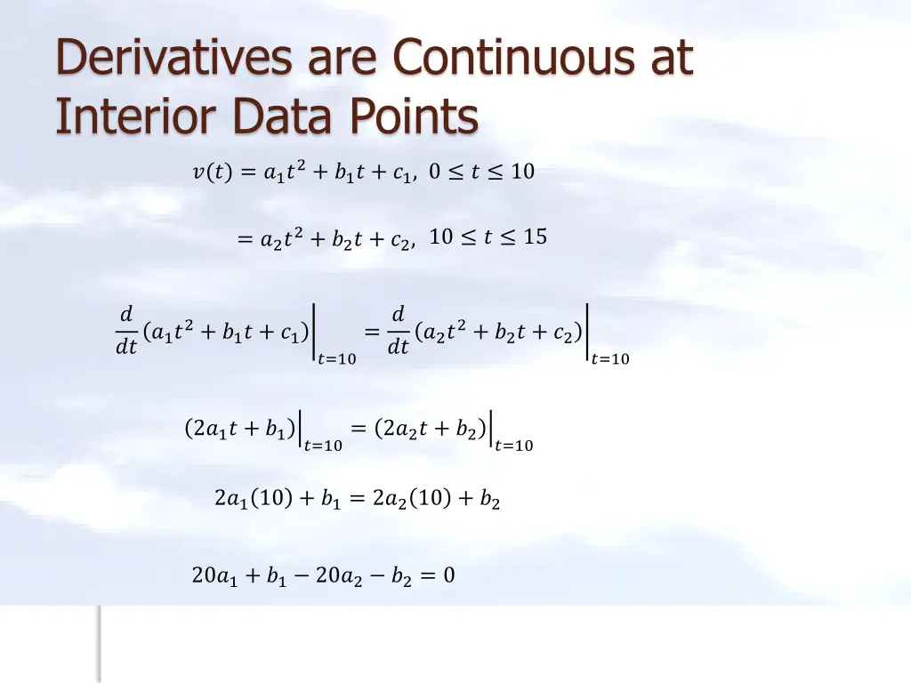 derivatives are continuous at interior data points