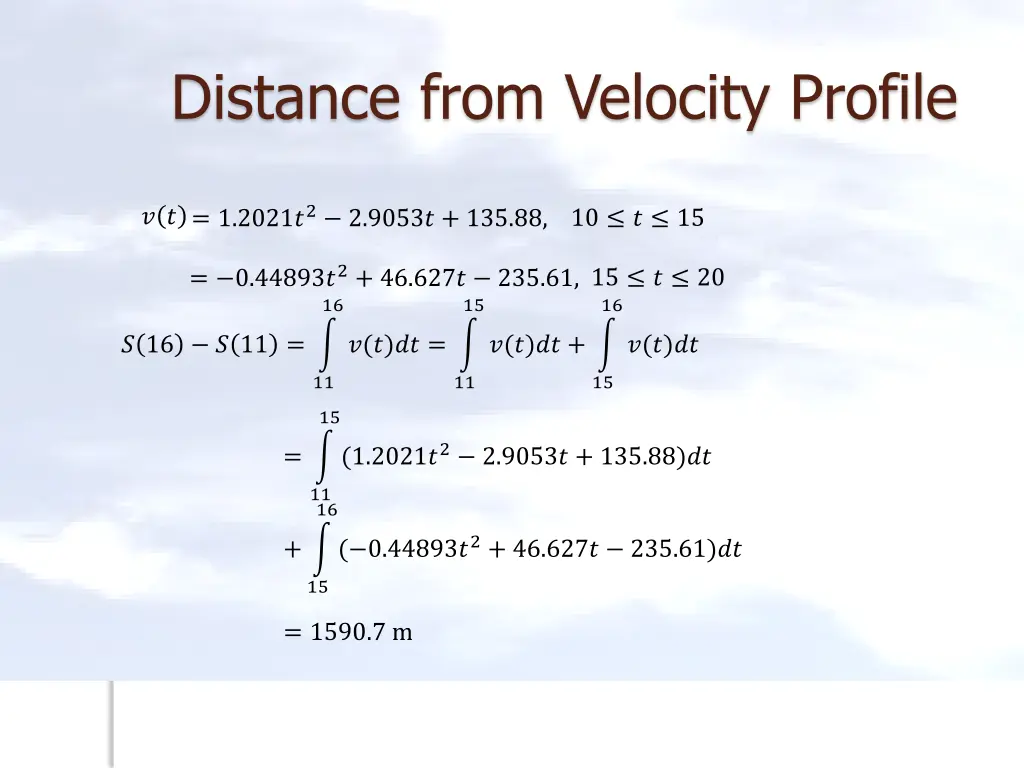 distance from velocity profile 1