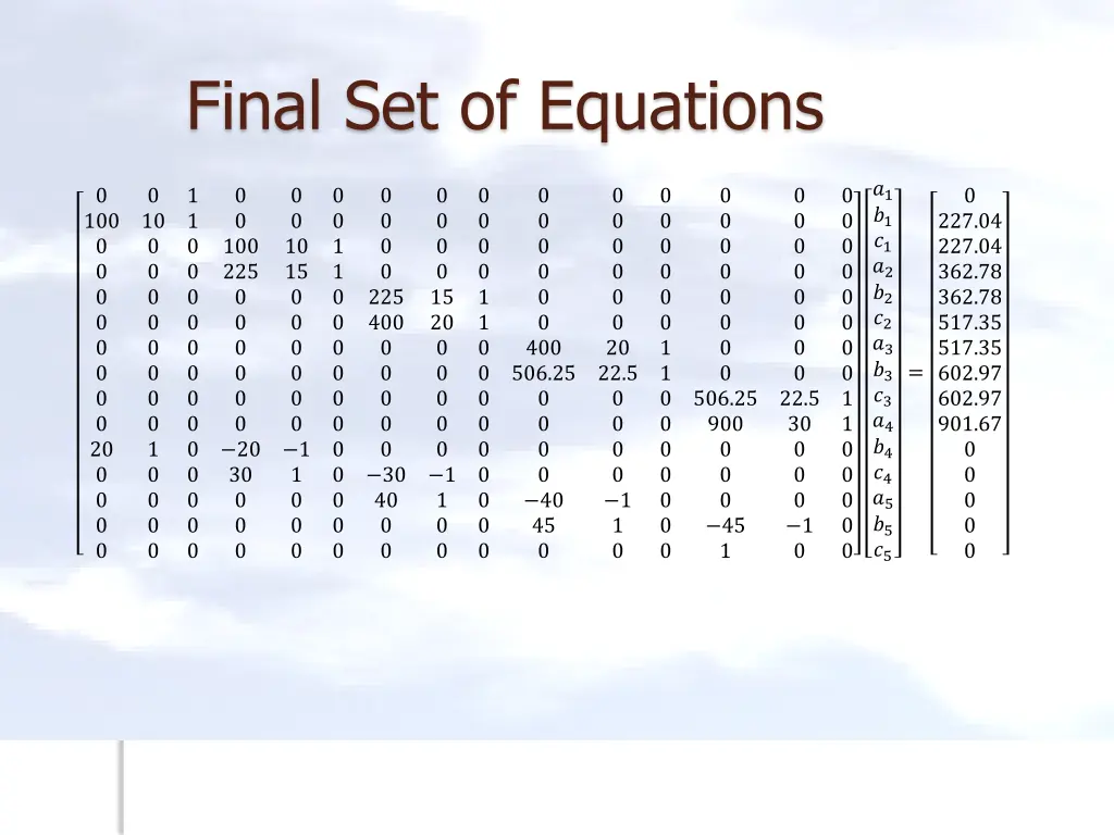 final set of equations