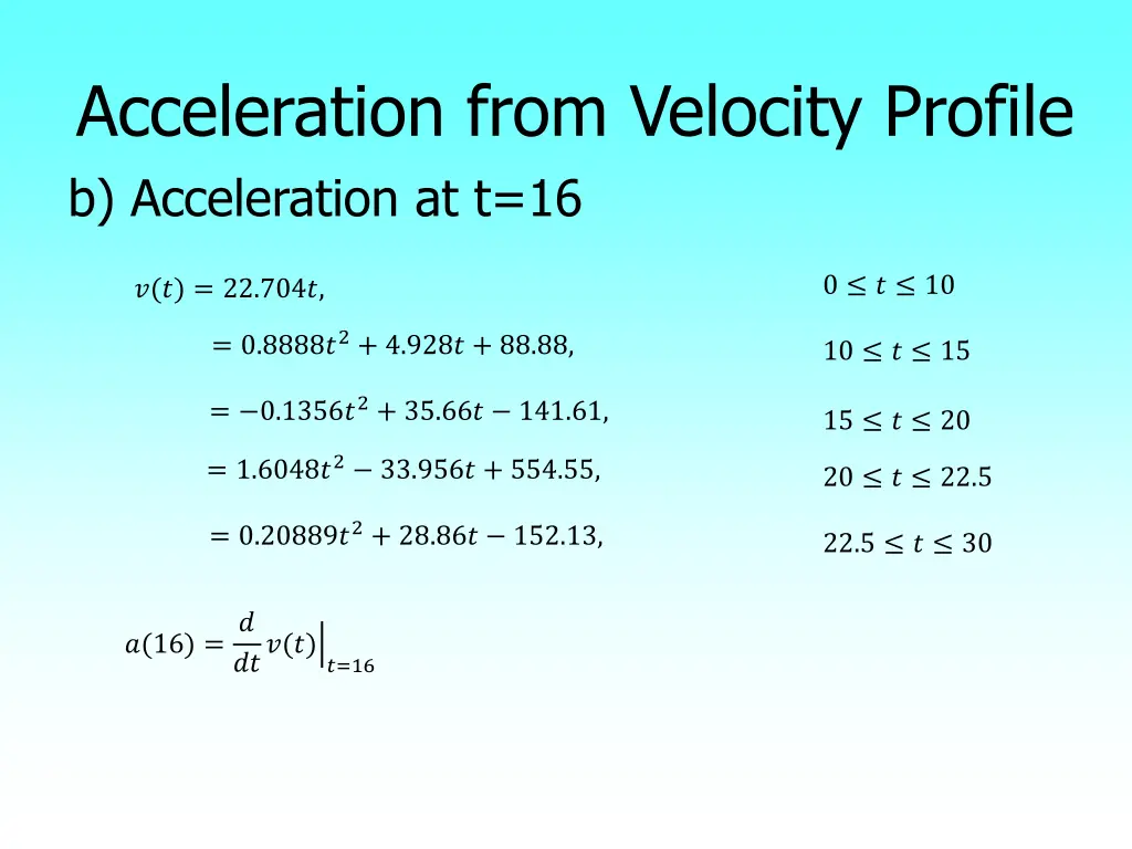 acceleration from velocity profile b acceleration