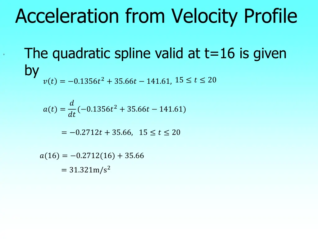 acceleration from velocity profile