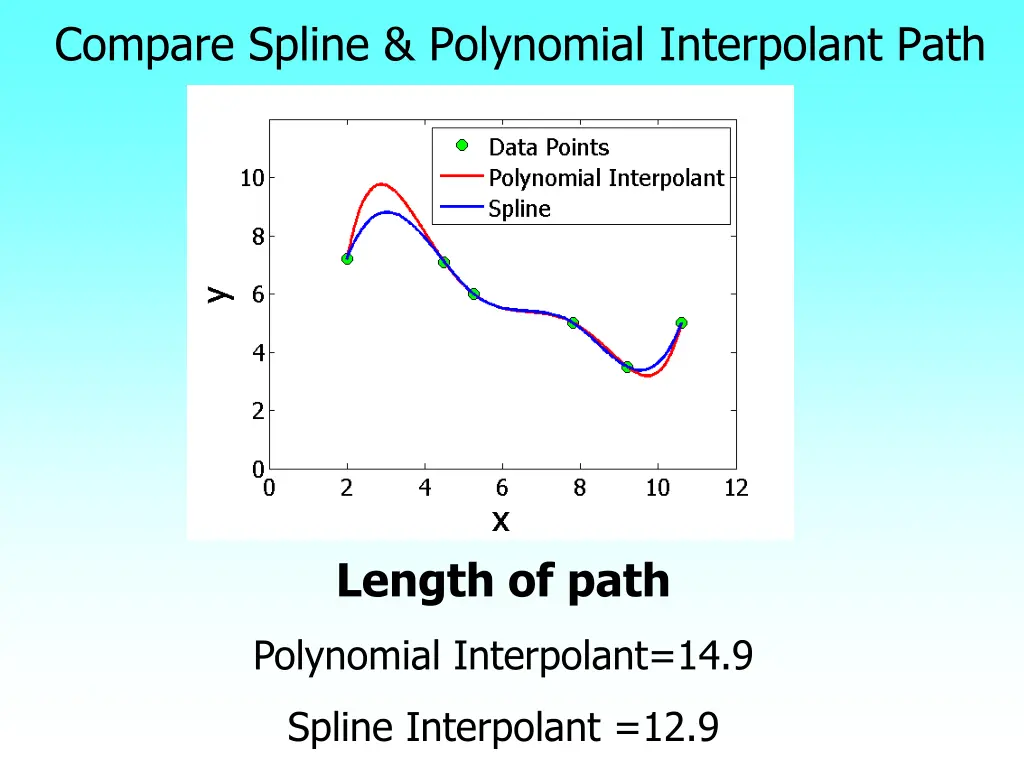 compare spline polynomial interpolant path