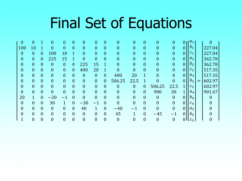 final set of equations