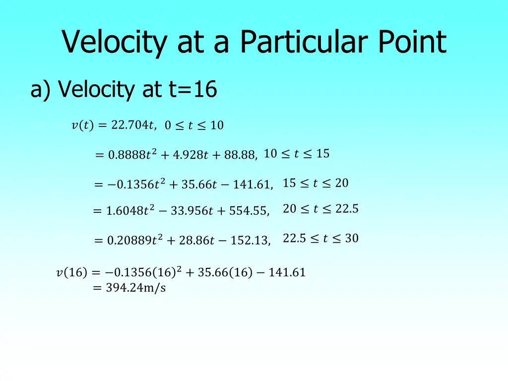 velocity at a particular point