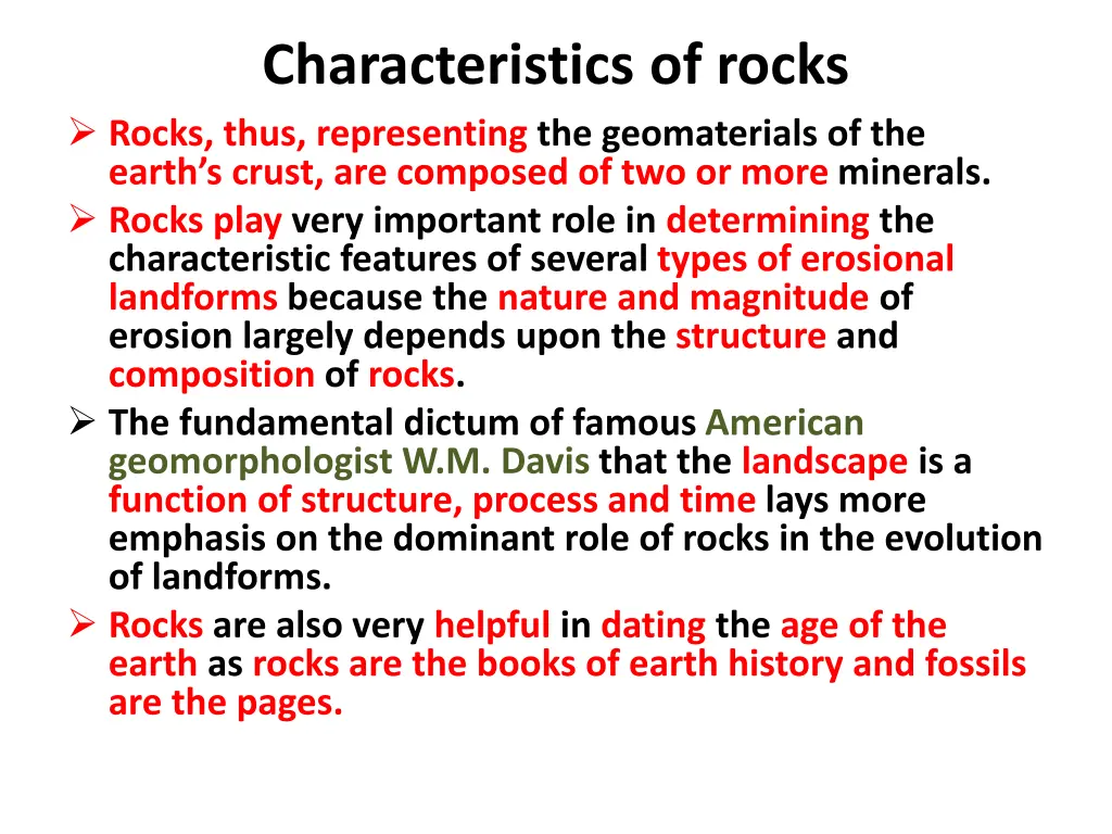 characteristics of rocks rocks thus representing