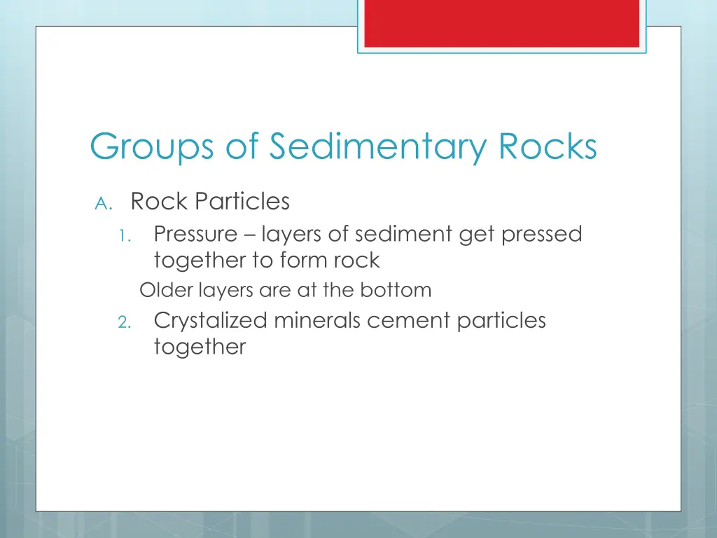 groups of sedimentary rocks