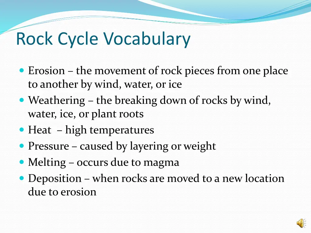 rock cycle vocabulary