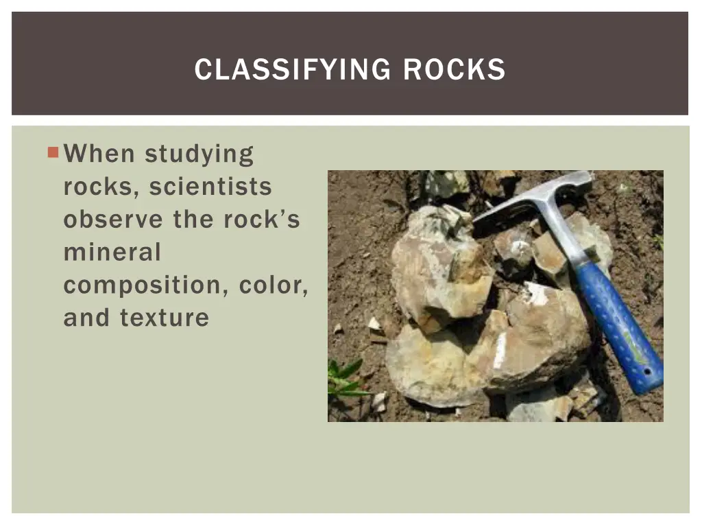 classifying rocks