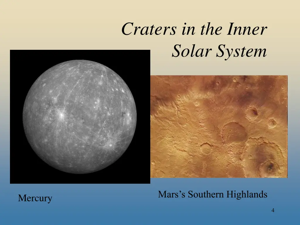 craters in the inner solar system