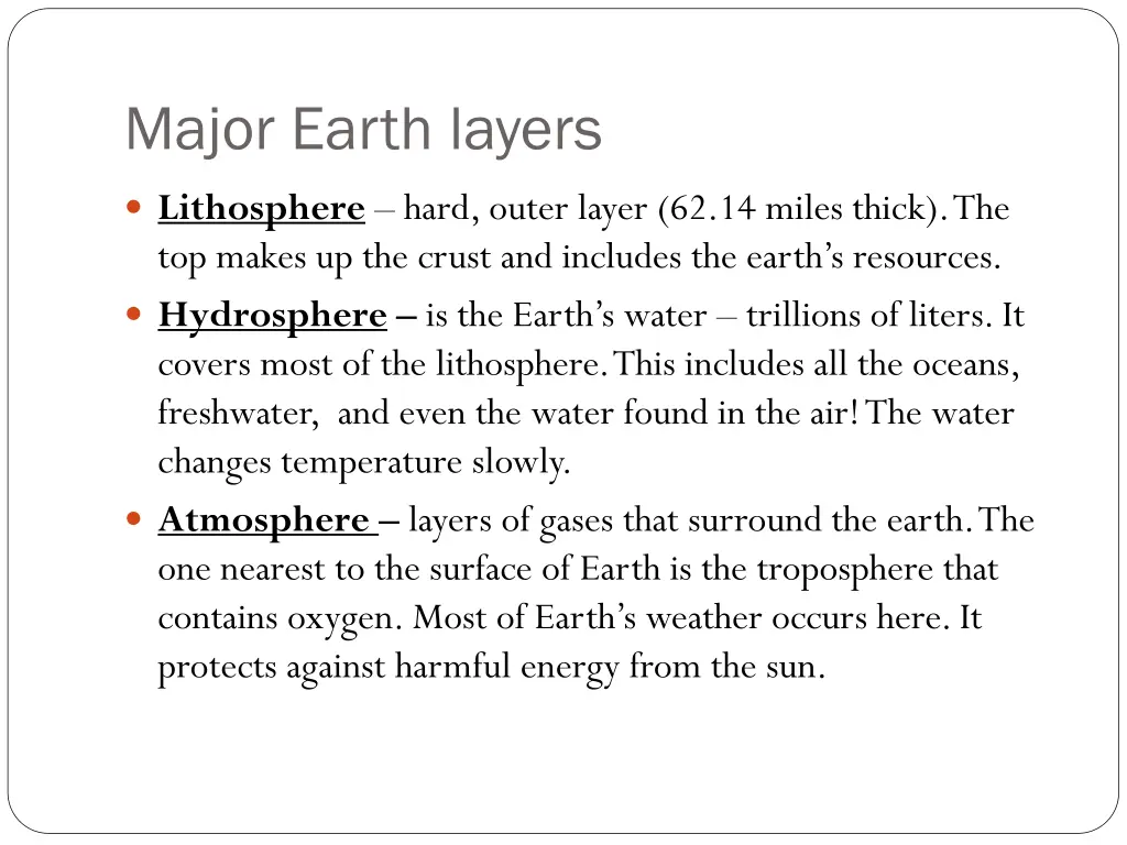 major earth layers