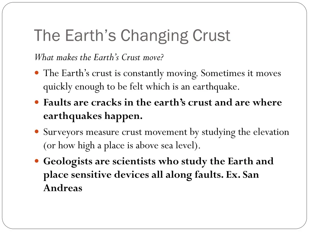 the earth s changing crust